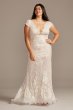 Chantilly Lace Cap Sleeve Plus Size Wedding Dress Oleg Cassini 8CWG847