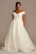 Cuff Off the Shoulder Lace Plus Size Wedding Dress Oleg Cassini 8CWG877