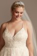 Floral Applique Bead Strap Plus Size Wedding Dress Oleg Cassini 8CWG879