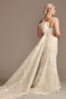 Lace Removable Bow Train Plus Size Wedding Dress Oleg Cassini 8CWG880