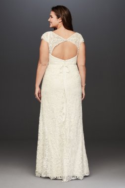 Beaded Brocade Embellished Plus Size Wedding Dress Galina Signature 9SWG835