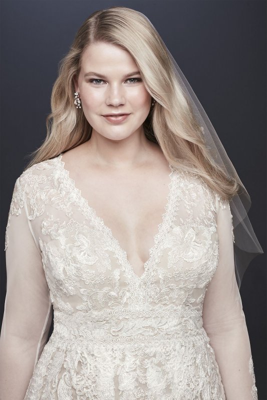 Melissa Sweet Linear Lace Plus Size Wedding Dress Melissa Sweet 8MS251173