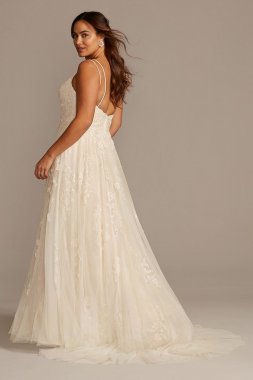 Chiffon Eyelet A-Line Wedding Gown Galina WG3929