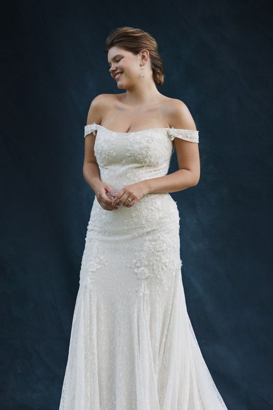 Swag Sleeve Layered Lace Plus Size Wedding Dress Melissa Sweet 8MS251196