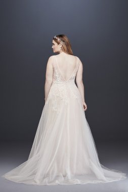 Floral Tall Wedding Dress with Removable Sleeves Galina Signature 4XLSWG834