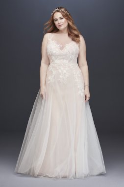 Embroidered Floral Tulle Plus Size Wedding Dress Melissa Sweet 8MS251197