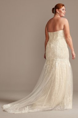 Beaded Brocade Overlay Sequin Layer Wedding Dress Galina Signature SWG836