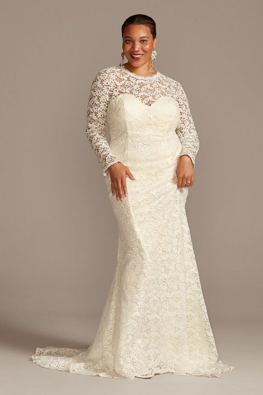 Long Sleeve Venice Lace Plus Size Wedding Dress Melissa Sweet 8MS251217