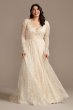 Long Sleeve Chantilly Lace Plus Size Wedding Dress Melissa Sweet 8MS251227