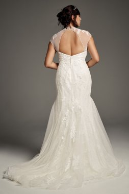 Strapless Chiffon Aline Wedding Dress with Brooch David's Bridal Collection OP1277