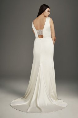 Tea-Length Plus Size Wedding Dress with Shrug David's Bridal Collection 9T9948