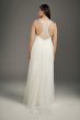 Plus Size Satin Dress with Sequin Tulle Overlay White by Vera Wang 8VW351466