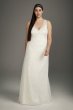 Plus Size Satin Dress with Sequin Tulle Overlay White by Vera Wang 8VW351466