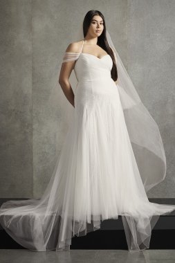 Strapless Chiffon Tall Wedding Dress with Drape David's Bridal Collection 4XLV9409