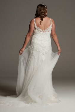 Beaded Floral Lace Mermaid Plus Size Wedding Dress David's Bridal Collection 9WG3964