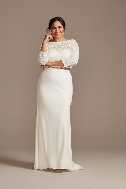 Crepe Sweep Train Plus Size Wedding Separate Skirt DB Studio 9DS150829