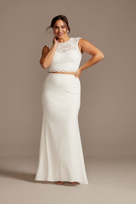 Crepe Sweep Train Plus Size Wedding Separate Skirt DB Studio 9DS150829