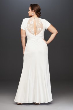 Beaded Illusion and Crepe Sheath Wedding Dress Galina Signature SV771