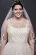 Lace and Tulle Plus Size Wedding Dress with Ribbon David's Bridal Collection 9NTWG3905