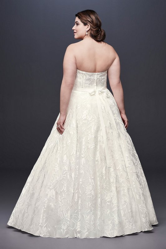 Printed Organza A-line Plus Size Wedding Dress David's Bridal Collection 9NTWG3907