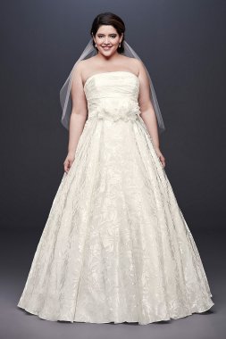 Printed Organza A-line Plus Size Wedding Dress David's Bridal Collection 9NTWG3907