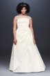 Illusion Neck Ruched Satin Plus Size Wedding Dress David's Bridal Collection 9OP1348