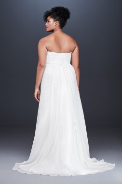 Extra Length Strapless Wedding Dress with Beading David's Bridal Collection 4XLT8017