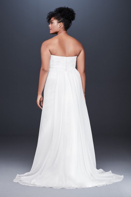 Pleated Chiffon Plus Size Wedding Dress with Beads David's Bridal Collection 9OP1350