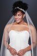 Pleated Chiffon Plus Size Wedding Dress with Beads David's Bridal Collection 9OP1350