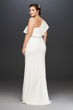 Crepe-Back Satin Gown with Encrusted Bandeau White by Vera Wang VW351465