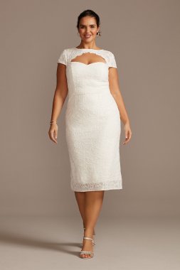 Cap Sleeve Plus Size Lace Dress with Keyhole DB Studio 9SDWG0810