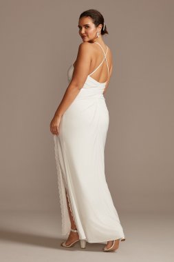 One-Shoulder Crepe Wedding Jumpsuit with Bow DB Studio DS870059