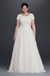 Modest Short Sleeve Plus Size A-Line Wedding Dress David's Bridal Collection 9SLWG3811