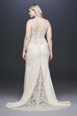 Beaded Illusion and Crepe Plus Size Wedding Dress Galina Signature 9SV771