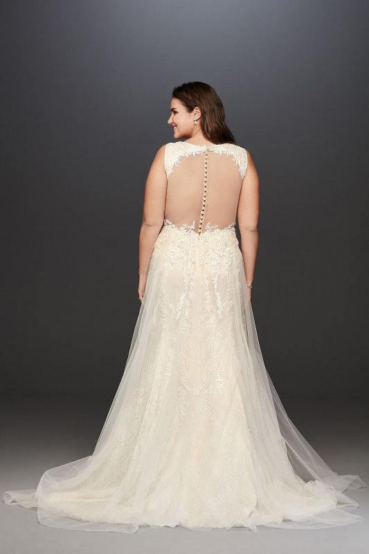 Tulle A-Line Plus Size Wedding Dress with V-Neck Galina Signature 9SWG722