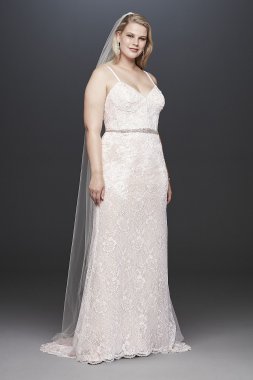 Lace Plus Size Wedding Dress with Crystal Belt Galina Signature 9SWG819