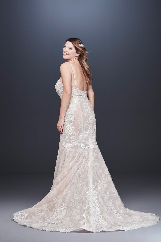 Moonstone Embellished Plus Size Lace Wedding Dress Galina Signature 9SWG824