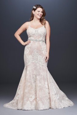 Moonstone Embellished Plus Size Lace Wedding Dress Galina Signature 9SWG824