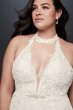 Plunge Neckline Halter Plus Size Wedding Dress Galina Signature 9SWG825