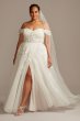 Floral Plus Size Wedding Dress with Swag Sleeves Galina Signature 9SWG834