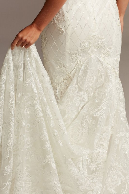 Beaded Brocade Embellished Plus Size Wedding Dress Galina Signature 9SWG835