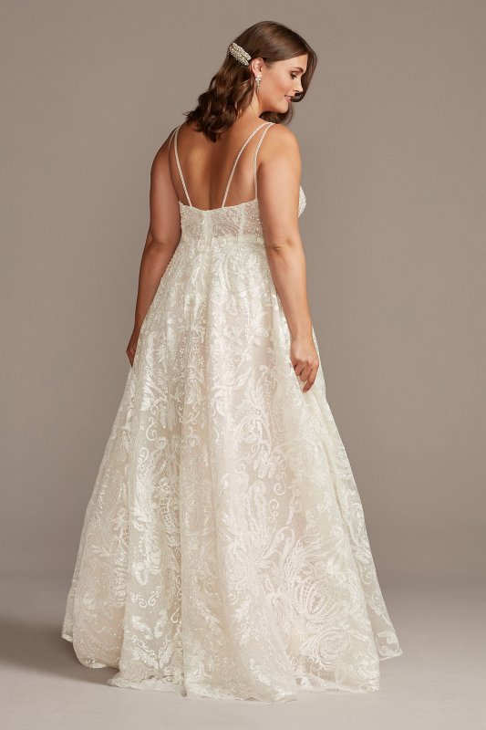 Crystal Bead Double Strap Plus Size Wedding Dress Galina Signature 9SWG840