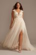 Cap Sleeve Lace Appliqued Plus Size Wedding Dress Galina Signature 9SWG862