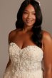 Floral Plus Size Wedding Dress with Metallic Tulle Galina Signature 9SWG871