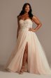 Floral Plus Size Wedding Dress with Metallic Tulle Galina Signature 9SWG871