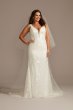 Beaded Illusion Plunge Plus Size Wedding Dress Galina Signature 9SWG873