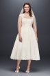 Tea-Length Plus Size Wedding Dress with Shrug David's Bridal Collection 9T9948