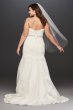 Lace Plus Size Wedding Dress with Scalloped Hem David's Bridal Collection 9V3680