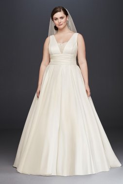 Satin Cummerbund Plus Size Wedding Dress David's Bridal Collection 9V3848