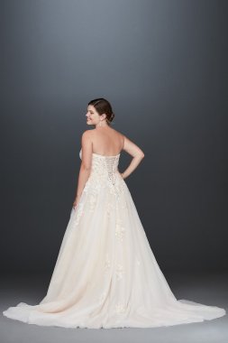 Strapless Wedding Dress with Lace Corset Bodice David's Bridal Collection WG3633